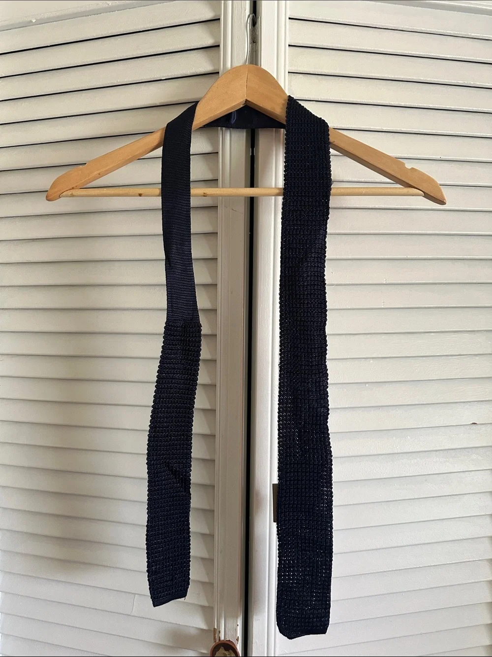 J. Crew Navy Blue Knit Tie - Textured Slim Necktie